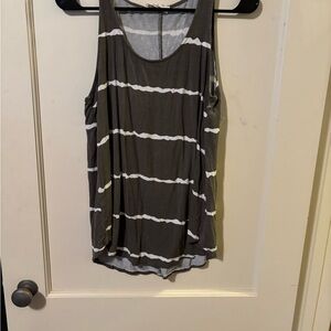 Zenana Outfitters Olive and White Striped Tank Top